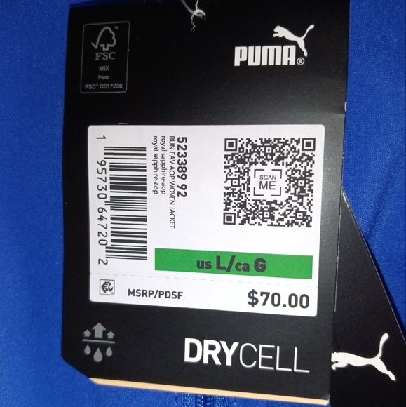 🆕Puma | Run FAV AOP Woven Jacket Royal Sapphire Blue & Green Mens Size Large - Picture 14 of 15